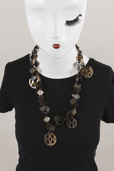 Brown and Tan Buffalo Horn Necklace