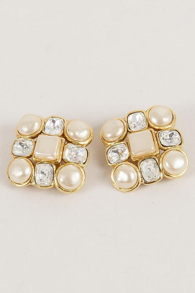 Pearl and Rhinestone Earrings