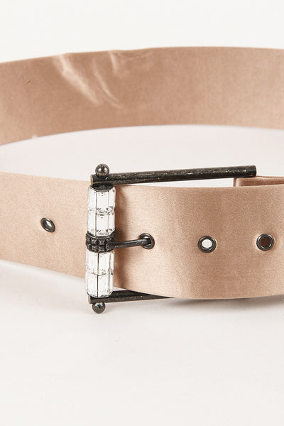 Blush Belt With Embellished Buckle