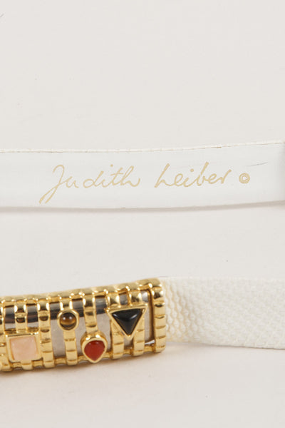 White Belt with Gold Toned and Jewel Style Clasp