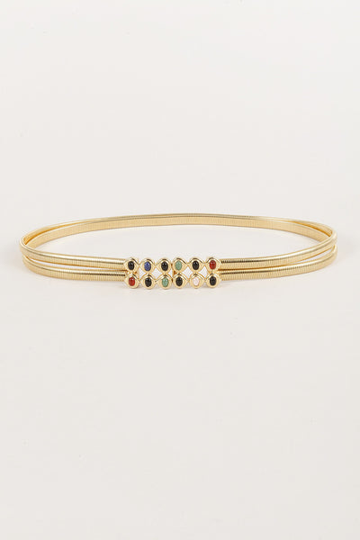 Gold Toned Jeweled Stretch Belt