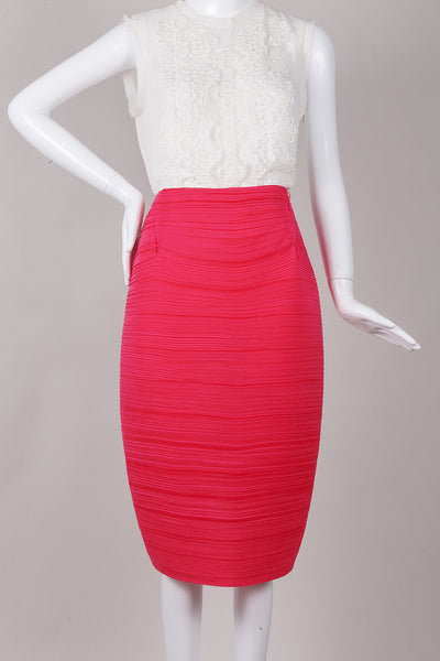 Hot Pink Pleated Pencil Skirt