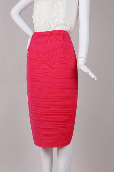 Hot Pink Pleated Pencil Skirt