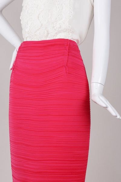 Hot Pink Pleated Pencil Skirt