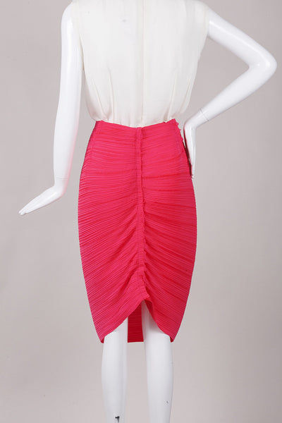 Hot Pink Pleated Pencil Skirt